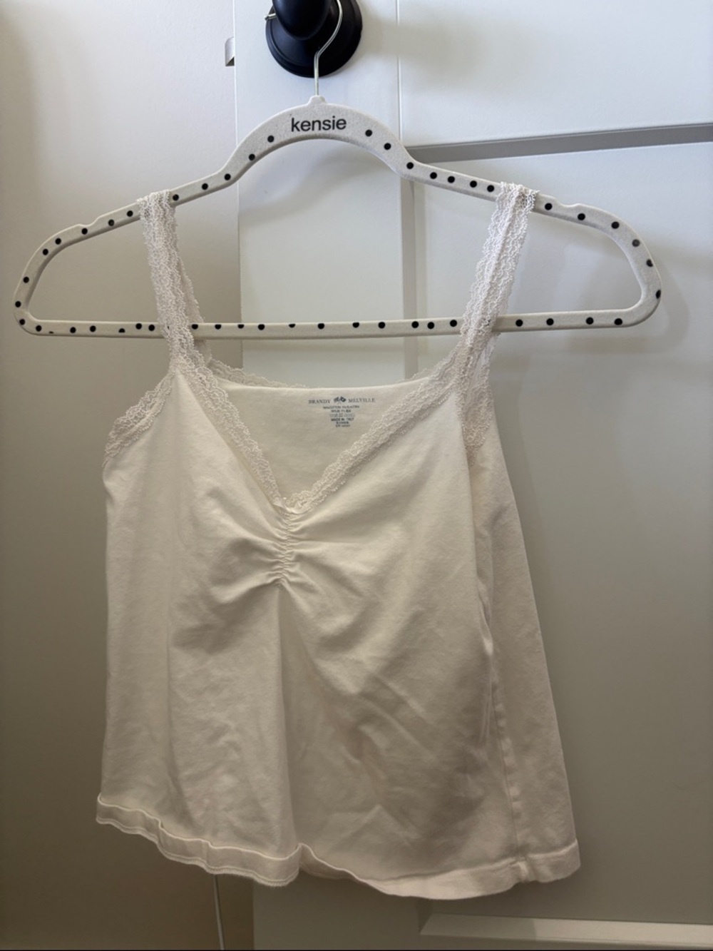Brandy Melville White Lace-Trim Camisole Tank